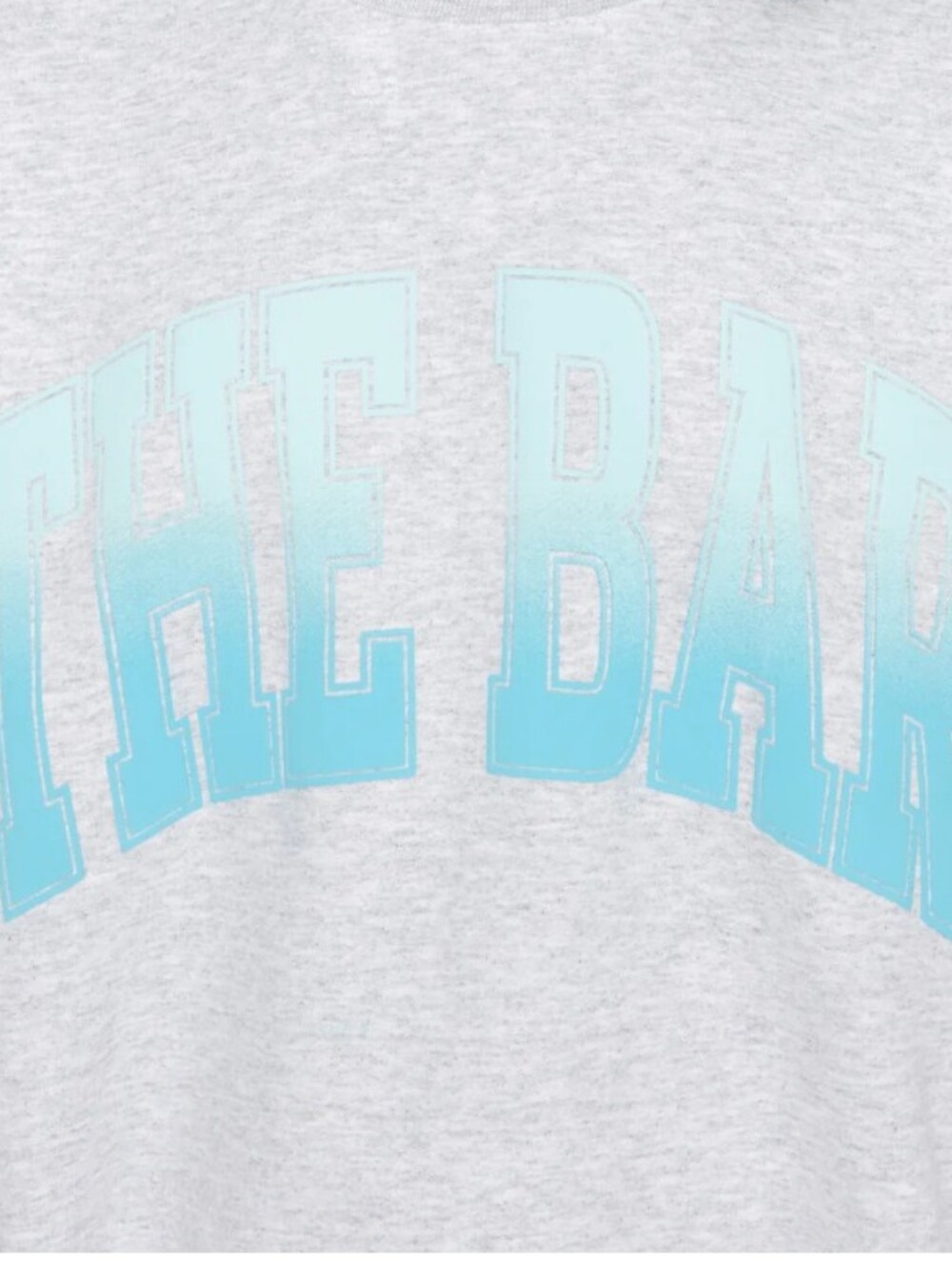 New The Bar Varsity Sweatshirt. Light Heather Grey Mint & Teal Ombre. Size Large